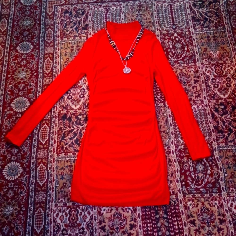 Express sexy red bodycon long sleeve mini dress size large